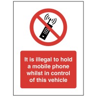 It is Illegal to hold a Mobile Phone Whilst in Control of this Vehicle