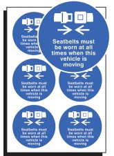 6 x Seatbelts Worn All Times Labels - 65mm Diameter