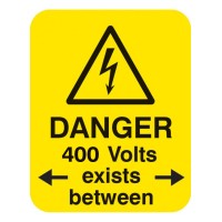 Danger - 400 Volts < Exists Between > - Labels