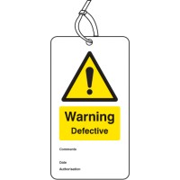 Warning - Defective - Double Sided Safety Tag (Pack of 10)