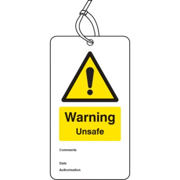 Warning - Unsafe - Double Sided Safety Tag (Pack of 10)