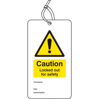 Lockout Tag - Caution - Locked Out for Safety (Pack of 10)