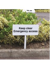 Keep Clear Emergency Access - Verge Sign c/w 800mm Post