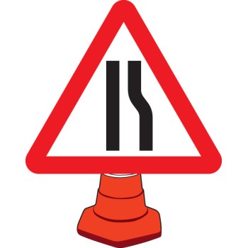 Road Narrowing Right - Cone Sign