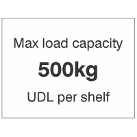 Max load Capacity 500kg UDL Per Shelf