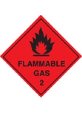 Roll of 100 Flammable Gas 2 Labels - 100 x 100mm 