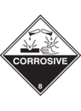 Roll of 100 Corrosive 8 Labels - 100 x 100mm 