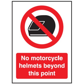 No Motorcycle Helmets Beyond this Point - Window Sticker - 75 x 100mm